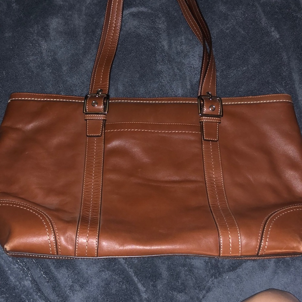 Brown leather Coach shoulder purse